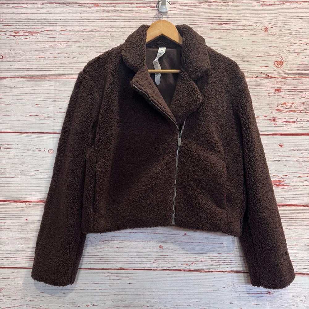 Lululemon Textured Fleece Collared Jacket in Espresso Sz 2 - Picture 4 of 16